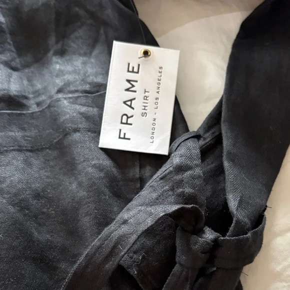 Frame Women’s Black Linen Jacket with Tie Cuffs, M, NWT - Picture 5 of 9